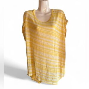 Vince Camuto Yellow and White Striped Top